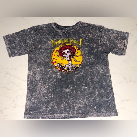 Grateful Dead Tops - Grateful Dead Tie Dye Women’s T-Shirt Skull Rose‎ Graphic
